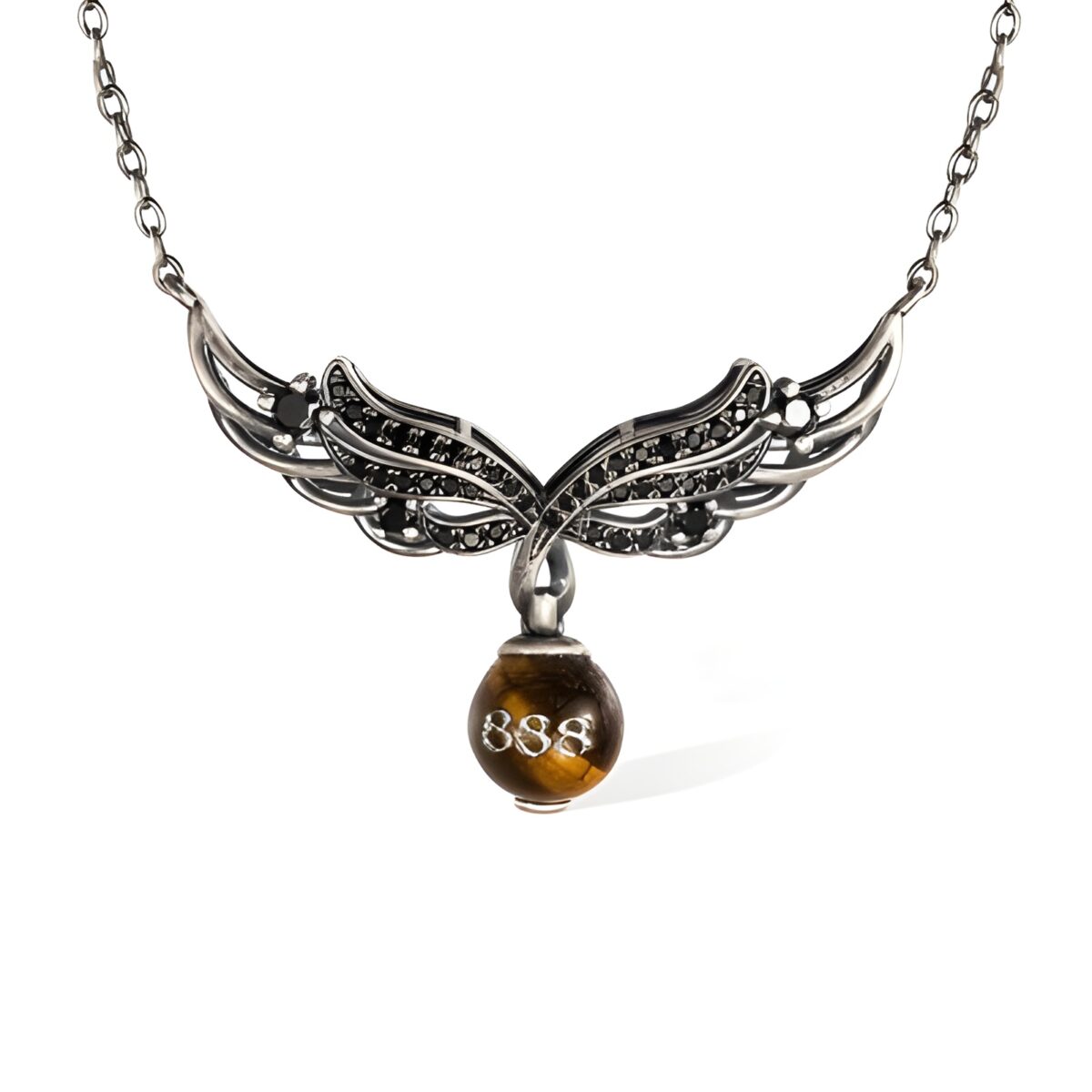 Custom angel number crystal necklace with angel wings