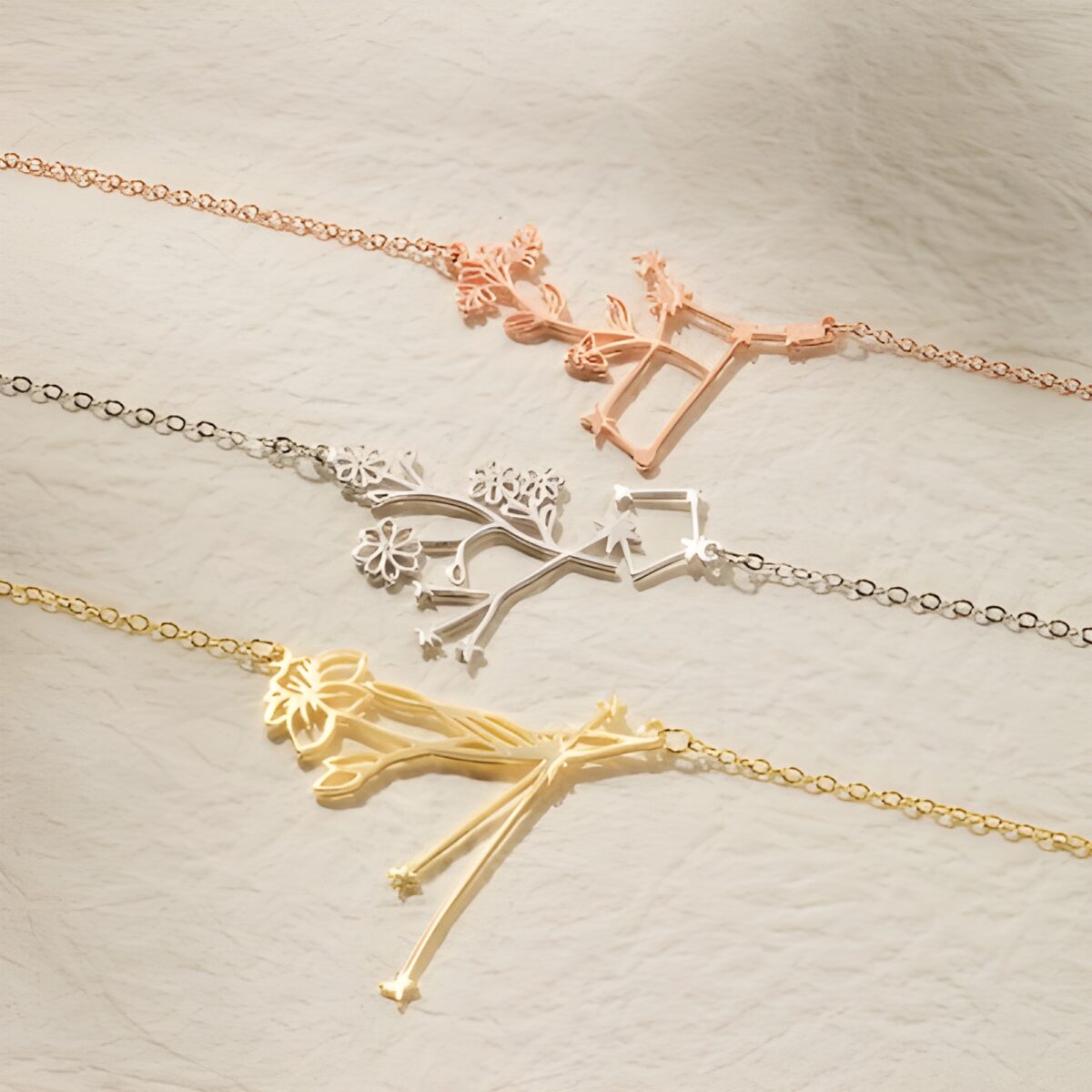 Custom Birth Flower Zodiac Necklace for a personal touch