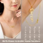 Embrace Your Story – Birth Flower Necklace with Arabic Name – A Timeless Treasure for Her Special Day - Image 2