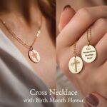 Embrace Faith and Bloom – Birth Flower Cross Necklace with Bible Verse – A Cherished Treasure for Her Special Moments - Image 3