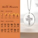 Birth flower cross necklace celebrating faith and beauty
