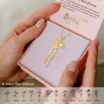 Embrace Two Souls United – Birth Flower Name Necklace – A Cherished Keepsake for Loved Ones - Image 2