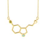 Birthstone serotonin molecule necklace for joy