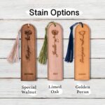 Embrace Her Story – Engraved Birth Flower Wooden Bookmark with Tassel – A Cherished Keepsake for Mom or Grandma - Image 4