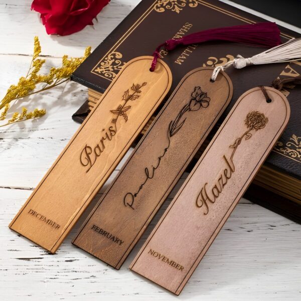 Engraved birth flower bookmark for heartfelt gifting