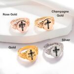 Embrace Faith and Bloom – Custom Birth Flower Cross Ring – A Timeless Treasure for Her - Image 3