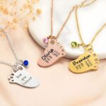 Embrace New Life’s First Steps – Engraved Baby Birth Stats Necklace with Birthstone – A Cherished Keepsake for New Moms - Image 2