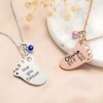 Embrace New Life’s First Steps – Engraved Baby Birth Stats Necklace with Birthstone – A Cherished Keepsake for New Moms - Image 6