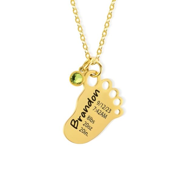 Engraved baby birth stats necklace for new moms