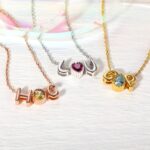 Celebrate Her Story – Custom Double Bubble Letter Necklace with Birthstone – A Cherished Keepsake for Every Special Moment - Image 4