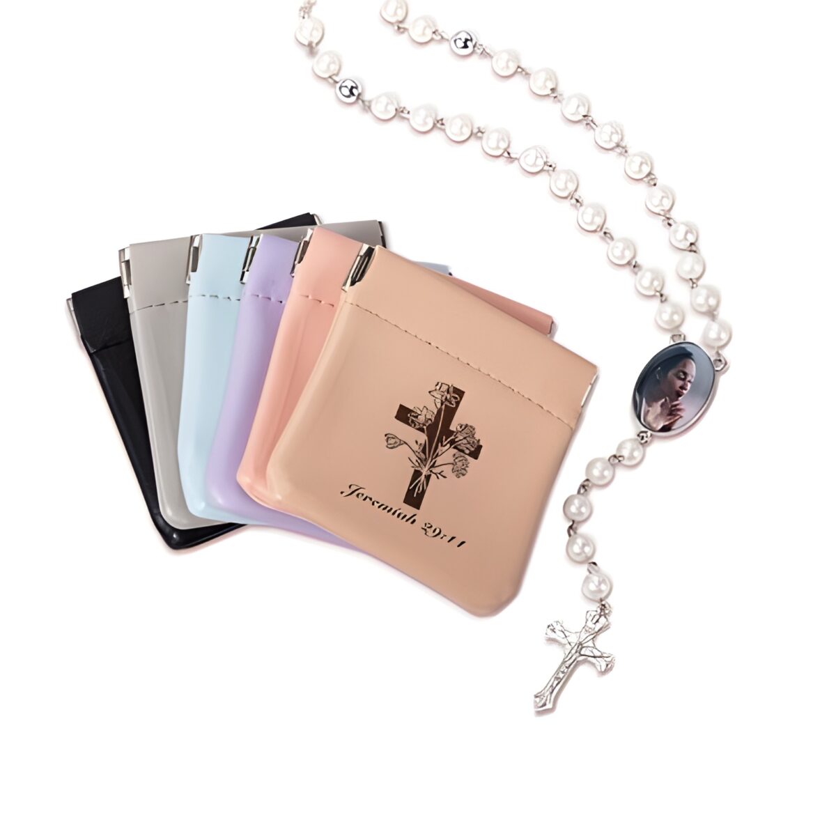 Custom cross rosary pouch for spiritual journeys