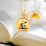 Embrace Faith and Growth – Engraved Open Bible Cross Necklace with Birth Flower and Stone – A Spiritual Keepsake for Loved Ones - Image 2