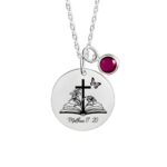 Embrace Faith and Growth – Engraved Open Bible Cross Necklace with Birth Flower and Stone – A Spiritual Keepsake for Loved Ones - Image 11