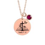 Embrace Faith and Growth – Engraved Open Bible Cross Necklace with Birth Flower and Stone – A Spiritual Keepsake for Loved Ones - Image 12