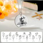Embrace Faith and Growth – Engraved Open Bible Cross Necklace with Birth Flower and Stone – A Spiritual Keepsake for Loved Ones - Image 5