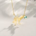 Celebrate Their Craft and Spirit – Birth Flower & Birthstone Hairdresser Necklace – For the Artist Behind Every Style - Image 2