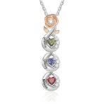 Custom birthstone necklace for mom with rose pendant
