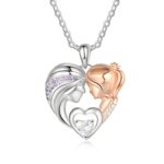 Heart Birthstone Necklace for Mom and Daughter