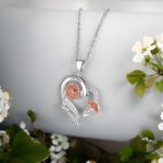 Custom birth flower heart necklace for her