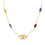 Birthstone evil eye necklace symbolizing love and protection