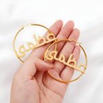 Embrace Your Name in Golden Rhythm – Custom Arabic Calligraphy Hoop Earrings – For Her Bold Expression - Image 6