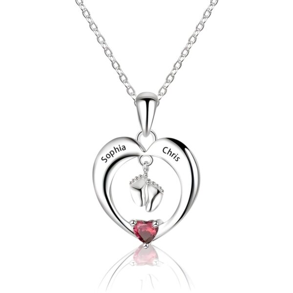Custom baby feet heart necklace for new moms