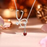 Honor Compassion with a Personalized Stethoscope Necklace – Heart Birthstone Pendant for Nurses, Doctors & Medical Staff - Image 2