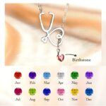 Honor Compassion with a Personalized Stethoscope Necklace – Heart Birthstone Pendant for Nurses, Doctors & Medical Staff - Image 4