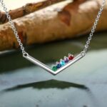 Embrace Family Love – V-Shaped Birthstone Bar Necklace – A Cherished Keepsake for Mom, Sister, or Her - Image 2