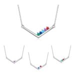 V-Shaped Birthstone Bar Necklace celebrating family love