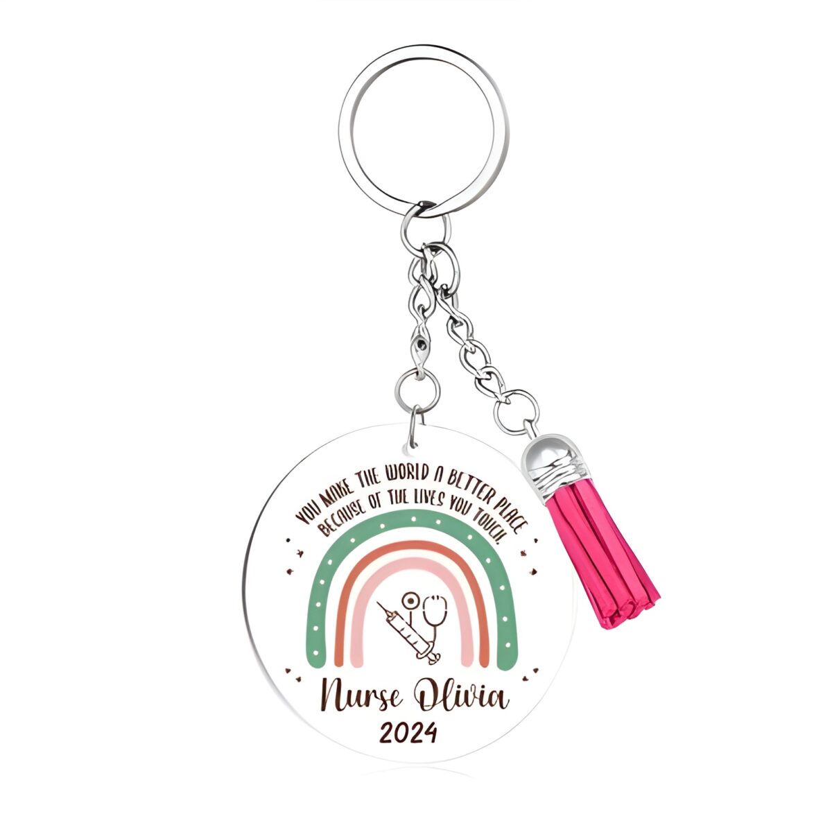 Personalized rainbow keychain for nurses gift