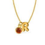 Personalized birthstone initial necklace for her story