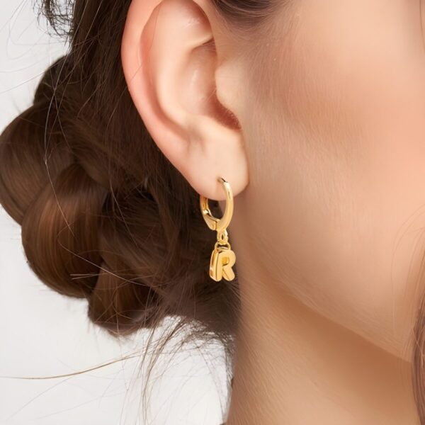 custom 3D bubble letter huggie earrings