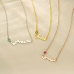 Embrace Heritage and Grace – Custom Arabic Calligraphy Necklace with Birthstone – A Cherished Gift for Her and Loved Ones - Image 2