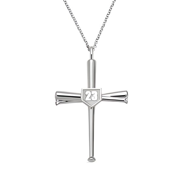 Engraved baseball cross necklace for athletes' spirit
