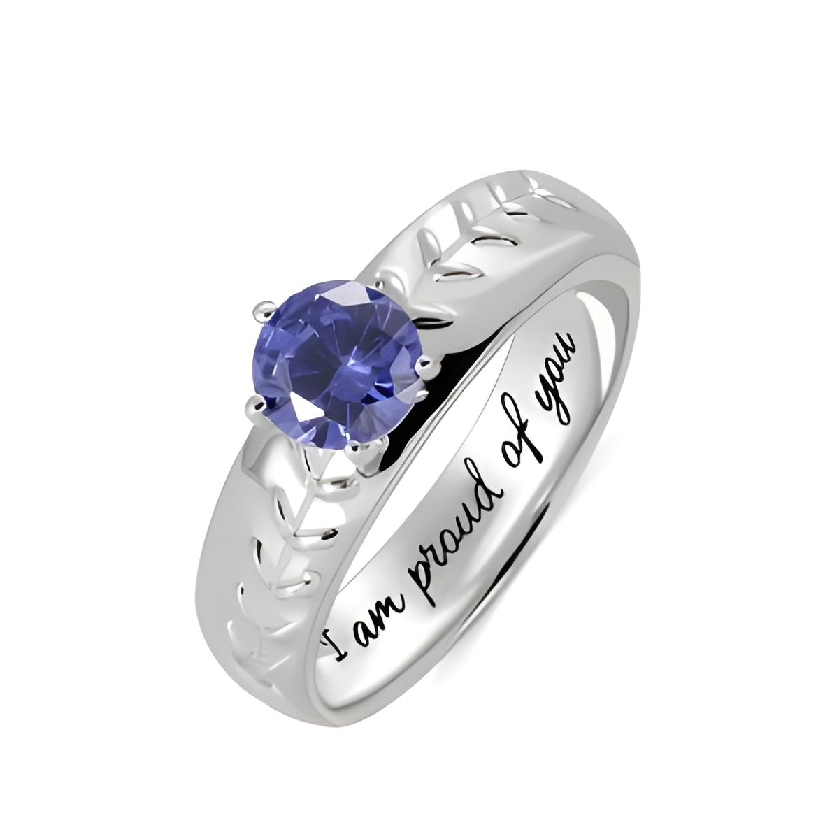 Engraved baseball birthstone ring for sports lovers