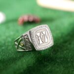 Celebrate the Game – Engraved Baseball Texture Signet Ring with Birthstone – For the True Baseball Enthusiast - Image 2