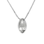 Engraved sterling silver football necklace for passionate fans