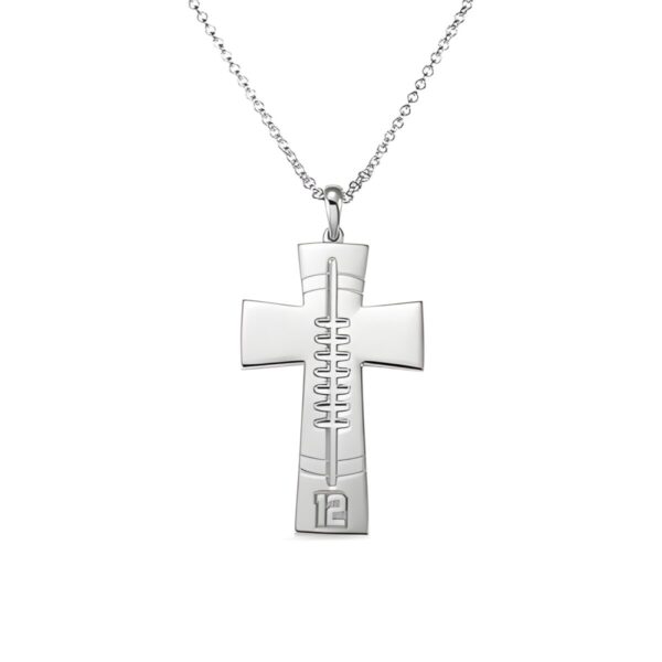 Engraved cross necklace for him with football passion