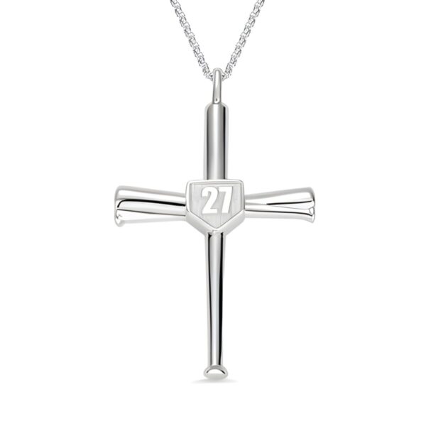Engraved baseball cross necklace for passionate fans