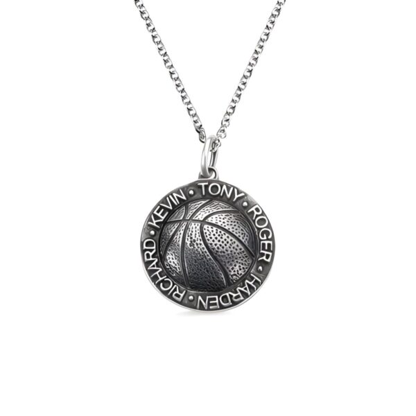 Custom basketball necklace with names for teammates