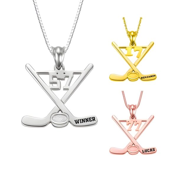 Custom ice hockey stick name necklace for players and fans