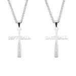 Sterling Silver Softball Baseball Cross Necklace for players