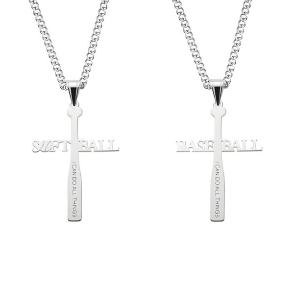 Sterling Silver Softball Baseball Cross Necklace for players