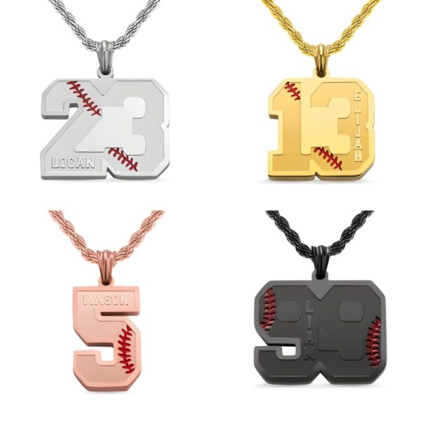 Custom baseball softball number necklace for fans