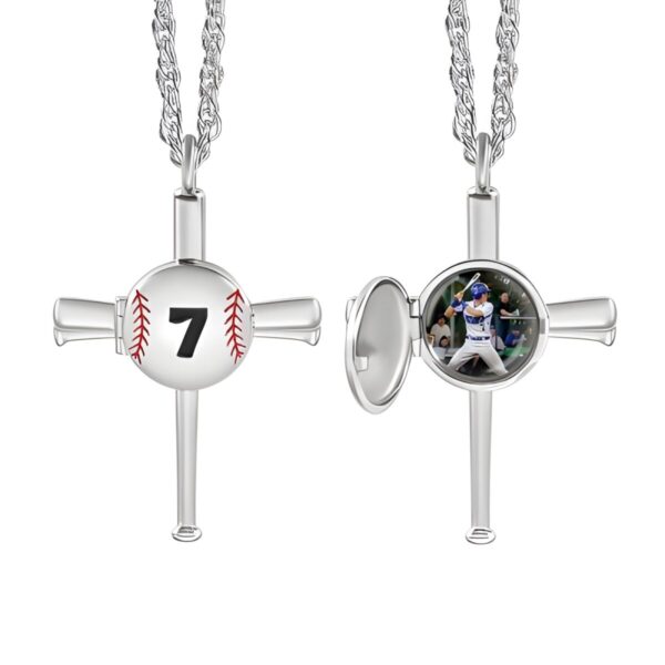 Custom baseball necklace with photo and engraving