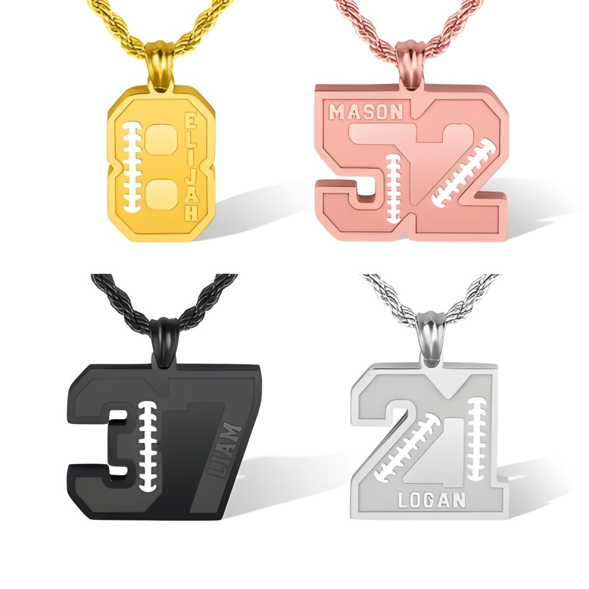 Custom football number necklace for players and fans