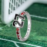 Celebrate Your Game Day Spirit – Custom Sports Number Birthstone Ring – For the Athlete in Your Heart - Image 2