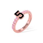 Celebrate Your Game Day Spirit – Custom Sports Number Birthstone Ring – For the Athlete in Your Heart - Image 9