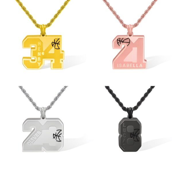 Custom basketball number necklace for players and fans